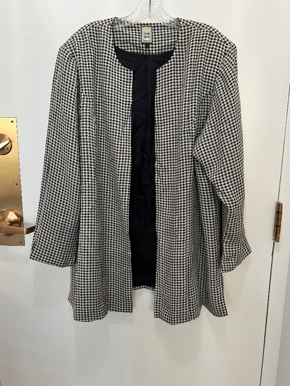 UNIQUE Vintage Thom Smith ATELIER XXI Houndstooth silk jacket cardigan PlSize 18